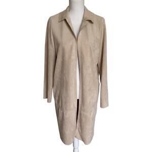 Philosophy Republic Duster Jacket Size Missing Faux Suede Leather Beige Long